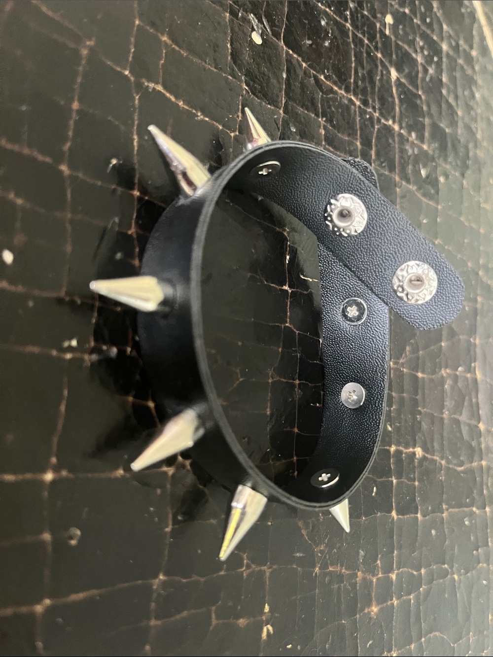 Black Spike Leather Bracelet - Unbranded Punk Accessory